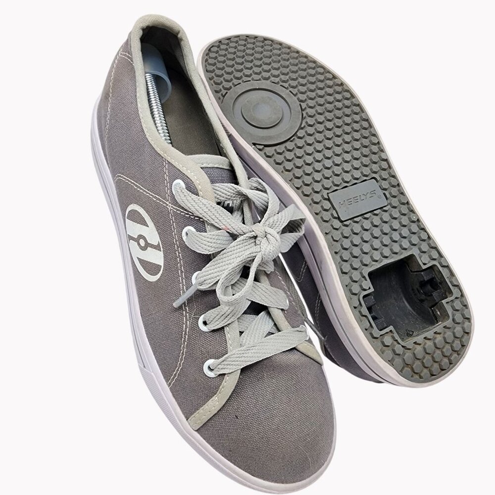 Heelys Mens Size 7 Gray Canvas Lace-Up Low Top Roller Skate Shoes No Wheels